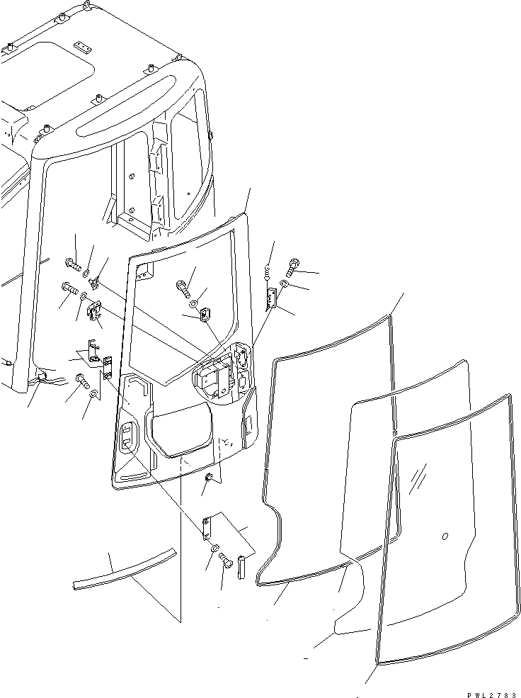 Схема запчастей Komatsu PC228UU-1 - КАБИНА (ДВЕРЬ)(№7-8) ОСНОВН. КОМПОНЕНТЫ И РЕМКОМПЛЕКТЫ