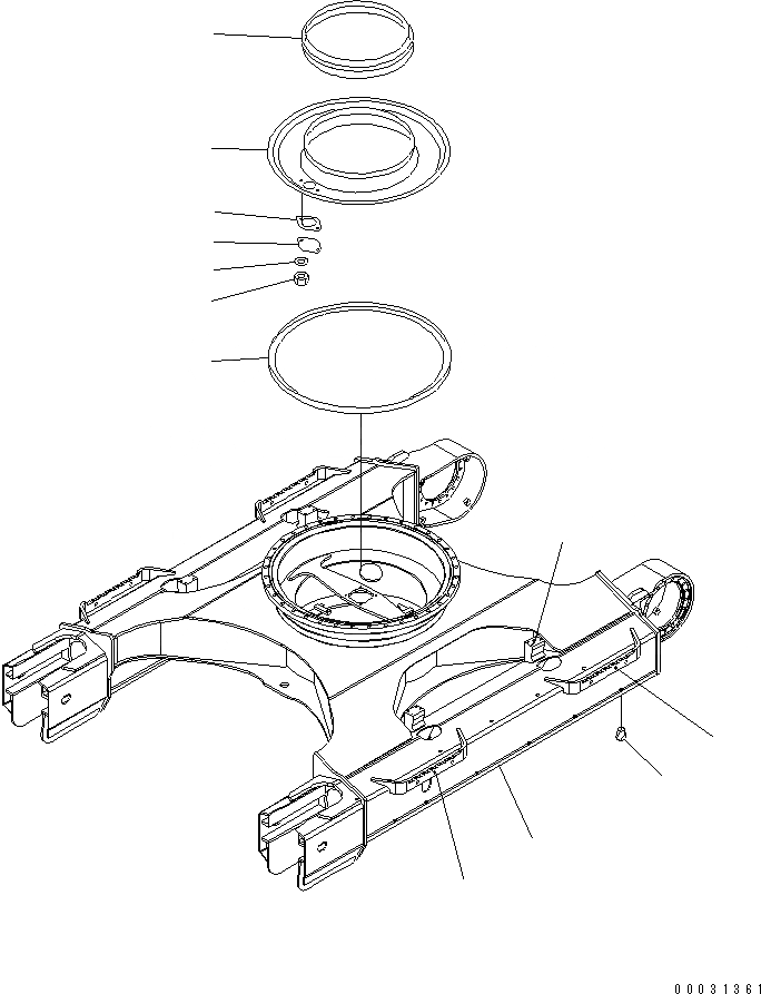 Схема запчастей Komatsu PC228US-3U - ГУСЕНИЧНАЯ РАМА (С КРЫШКОЙ) (ЕС. СПЕЦ-Я.)(№-) ХОДОВАЯ
