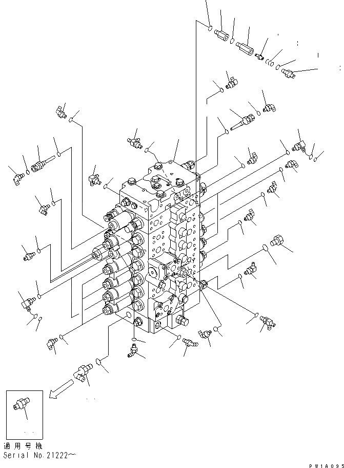 Схема запчастей Komatsu PC228US-3 - ОСНОВН. КЛАПАН (СОЕДИНИТЕЛЬН. ЧАСТИ) ( СЕРВИСНЫЙ КЛАПАН)(№-) ГИДРАВЛИКА
