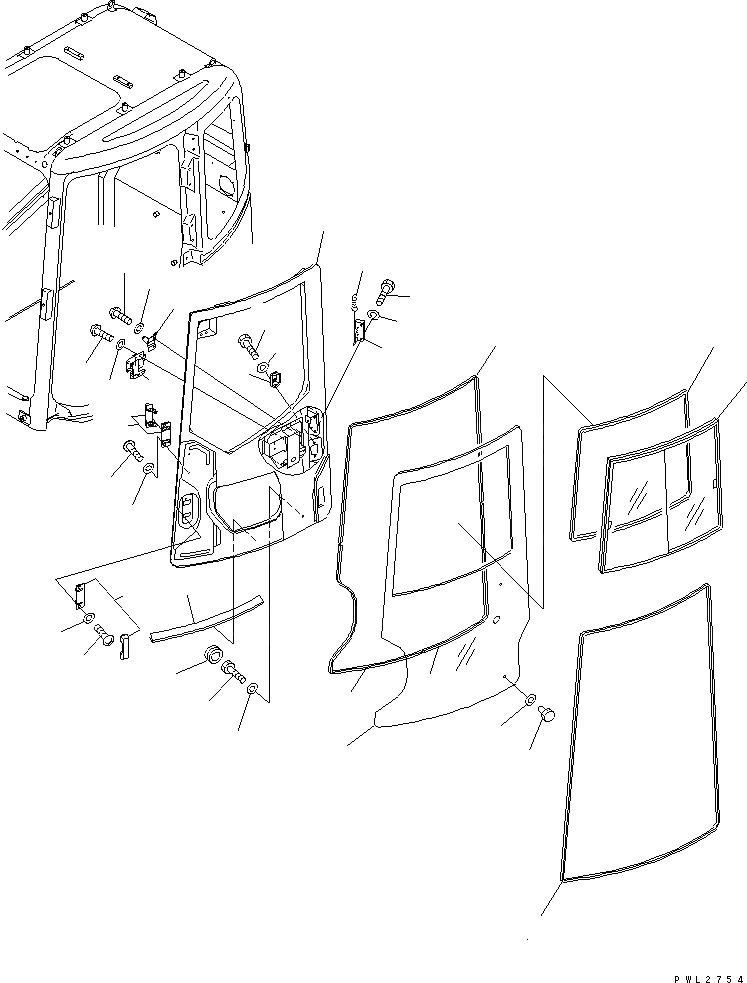 Схема запчастей Komatsu PC228USLC-2 - КАБИНА (ДВЕРЬ) (С ДВЕРЬЮ РАМА)(№-88) КАБИНА ОПЕРАТОРА И СИСТЕМА УПРАВЛЕНИЯ