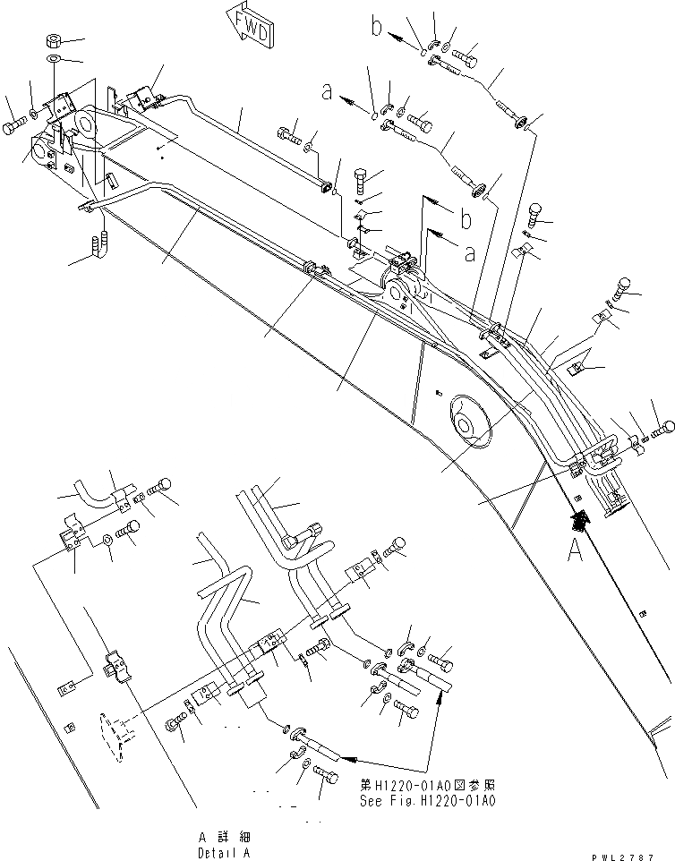Схема запчастей Komatsu PC228USLC-2 - MONO-СТРЕЛА (.7M) (ЦИЛИНДР РУКОЯТИ И ЦИЛИНДР КОВША)  (ДЛЯ ПОВОРОТН. РУКОЯТЬ) РАБОЧЕЕ ОБОРУДОВАНИЕ