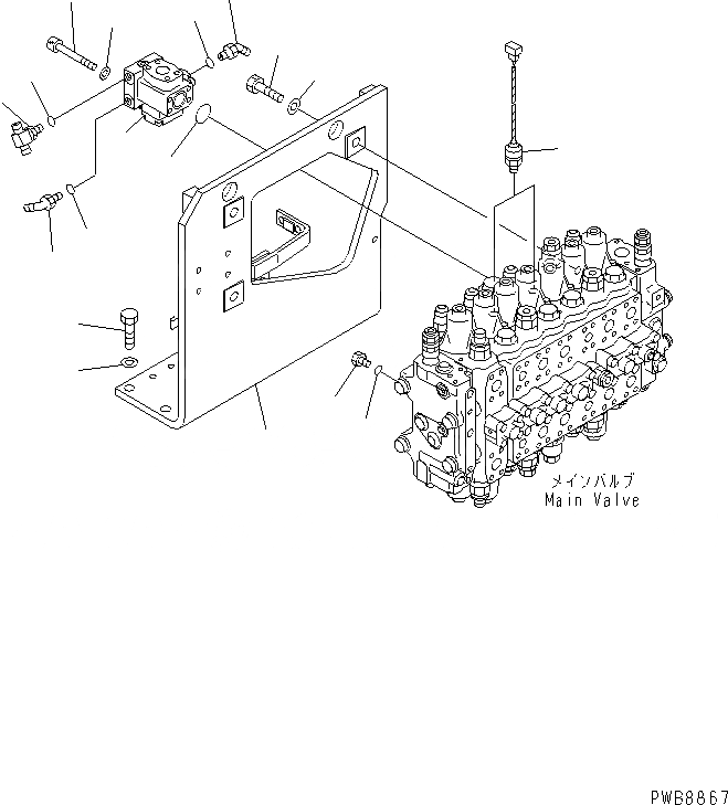 Схема запчастей Komatsu PC228US-1-TN - ОСНОВН. КЛАПАН (КОРПУС КЛАПАНА И ТРУБЫ) (ДЛЯ MONO СТРЕЛА) ГИДРАВЛИКА