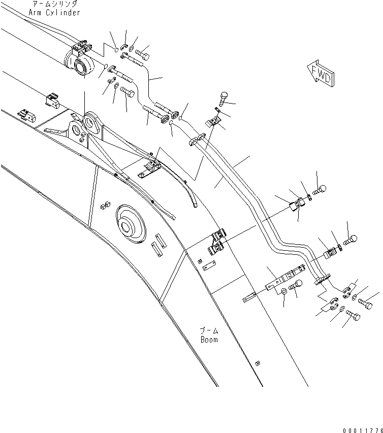 Схема запчастей Komatsu PC228USLC-3S - СТРЕЛА (.7M) (ЦИЛИНДР РУКОЯТИ) (YELНИЗ.) (С КЛАПАН ПЕРЕГРУЗКИ) (SHIP)(№-) РАБОЧЕЕ ОБОРУДОВАНИЕ