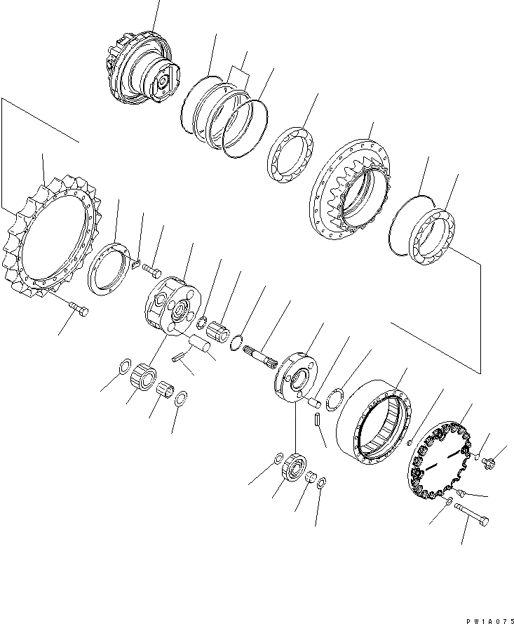 Схема запчастей Komatsu PC228USLC-3S - КОНЕЧНАЯ ПЕРЕДАЧА (ПОСТАВЛЯЕТСЯ ОТДЕЛЬНО)(№-) ОСНОВН. КОМПОНЕНТЫ И РЕМКОМПЛЕКТЫ