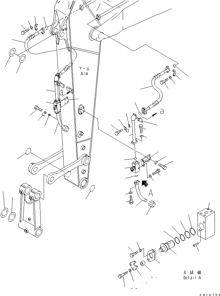 Схема запчастей Komatsu PC228USLC-3 - РУКОЯТЬ (.M) (ДОПОЛН. ГИДРОЛИНИЯ И УПЛОТНЕНИЯ) (С ДОПОЛН. ГИДРОЛИНИЕЙ) (YELНИЗ.)(№-) РАБОЧЕЕ ОБОРУДОВАНИЕ