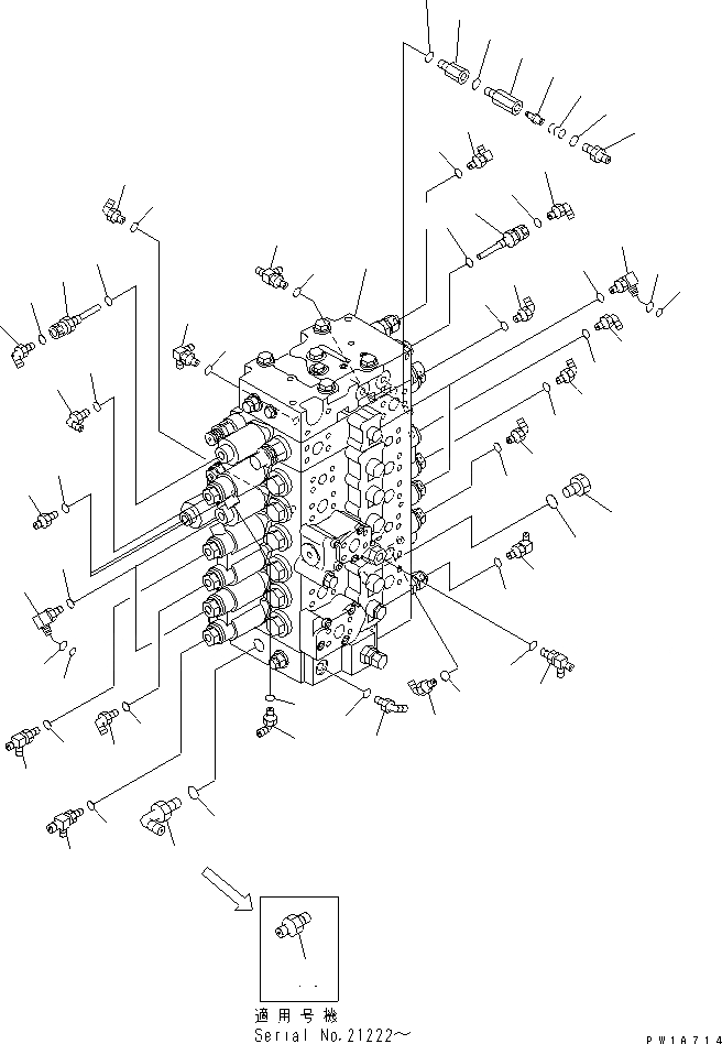 Схема запчастей Komatsu PC228US-3-AP - ОСНОВН. КЛАПАН (СОЕДИНИТЕЛЬН. ЧАСТИ) ( СЕРВИСНЫЙ КЛАПАН) (ДЛЯ ПОДЪЕМА РУКОЯТИ)(№-) ГИДРАВЛИКА