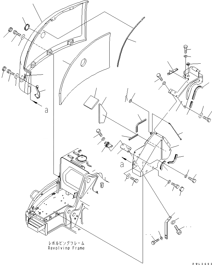 Схема запчастей Komatsu PC228US-2 - ПЕРЕДН. КРЫШКА(COVER) (/) ( АКТУАТОР) (ДЛЯ ЕС)(№-) ЧАСТИ КОРПУСА