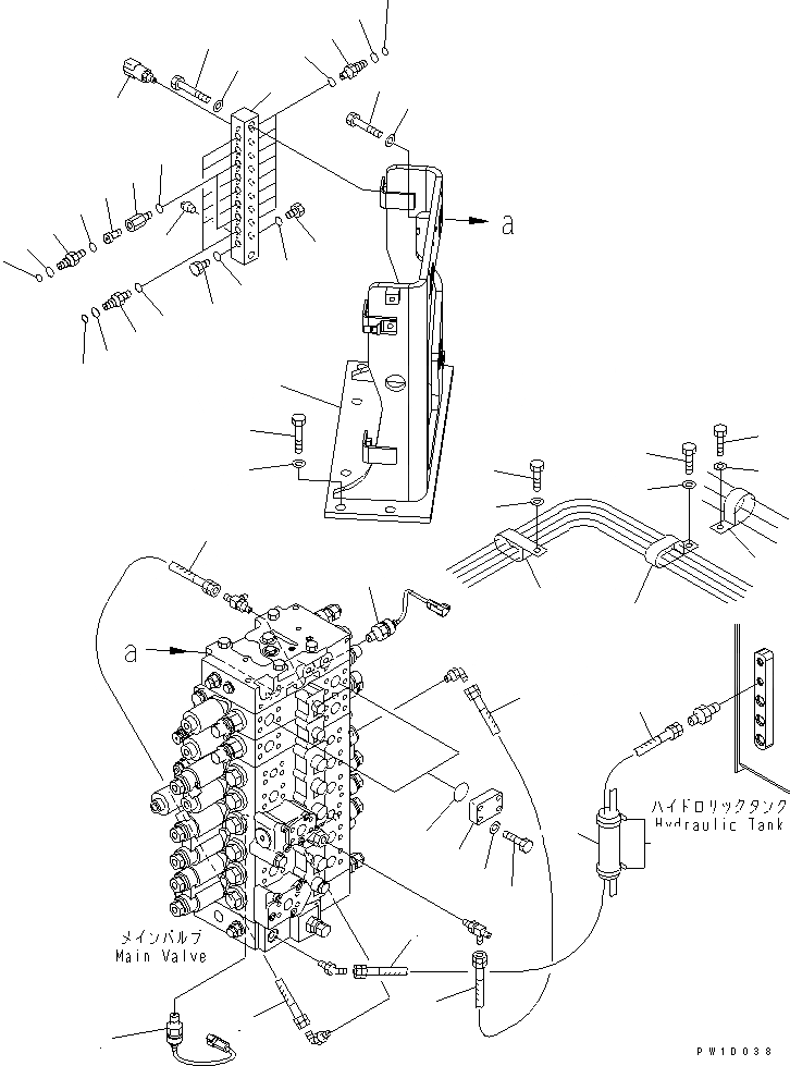 Схема запчастей Komatsu PC228US-3-YA - ОСНОВН. КЛАПАН (ШЛАНГИ) (СПЕЦИФ-Я С ОТВАЛОМ)(№-) ГИДРАВЛИКА