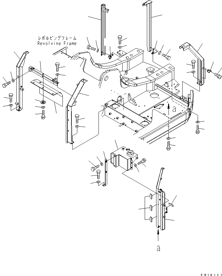 Схема запчастей Komatsu PC228US-3-YB - РАМА(№-) ЧАСТИ КОРПУСА