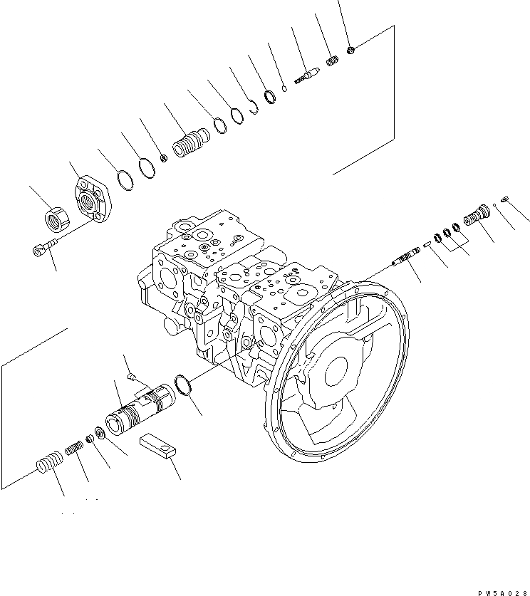 Схема запчастей Komatsu PC228US-3-YB - ОСНОВН. НАСОС (/)(№-) ОСНОВН. КОМПОНЕНТЫ И РЕМКОМПЛЕКТЫ