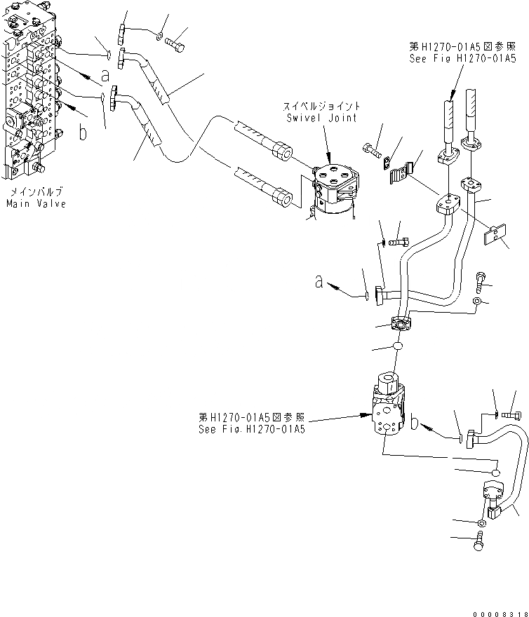 Схема запчастей Komatsu PC228USLC-3 - НАВЕСНОЕ ОБОРУД-Е (КРЕПЛЕНИЕ ШЛАНГОВ) (СПЕЦИФ-Я С ОТВАЛОМ) (ДЛЯ ЕС) ГИДРАВЛИКА