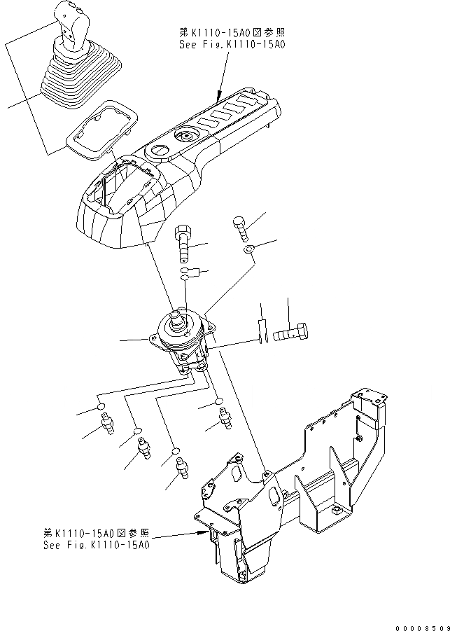 Схема запчастей Komatsu PC228USLC-3 - ОСНОВН. КОНСТРУКЦИЯ (РЫЧАГ И КЛАПАН) (ПРАВ.) (ДЛЯ 2-СЕКЦИОНН. СТРЕЛЫ) КАБИНА ОПЕРАТОРА И СИСТЕМА УПРАВЛЕНИЯ