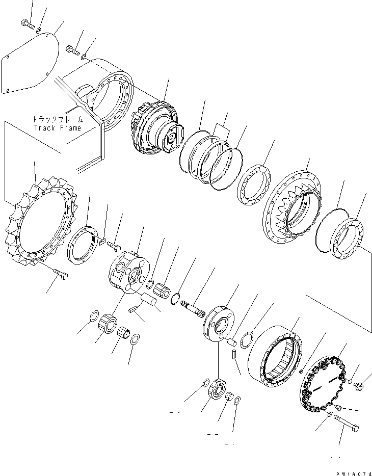 Схема запчастей Komatsu PC228USLC-3 - КОНЕЧНАЯ ПЕРЕДАЧА НИЖНЯЯ ГИДРОЛИНИЯ И ЛИНИЯ ХОДА