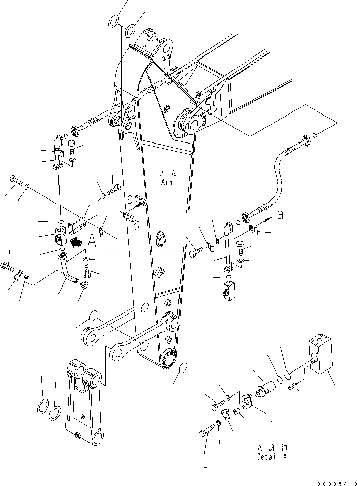 Схема запчастей Komatsu PC228USLC-3 - РУКОЯТЬ (.M) (ДОПОЛН. ГИДРОЛИНИЯ) (ПРАВ.) (YELНИЗ.) РАБОЧЕЕ ОБОРУДОВАНИЕ