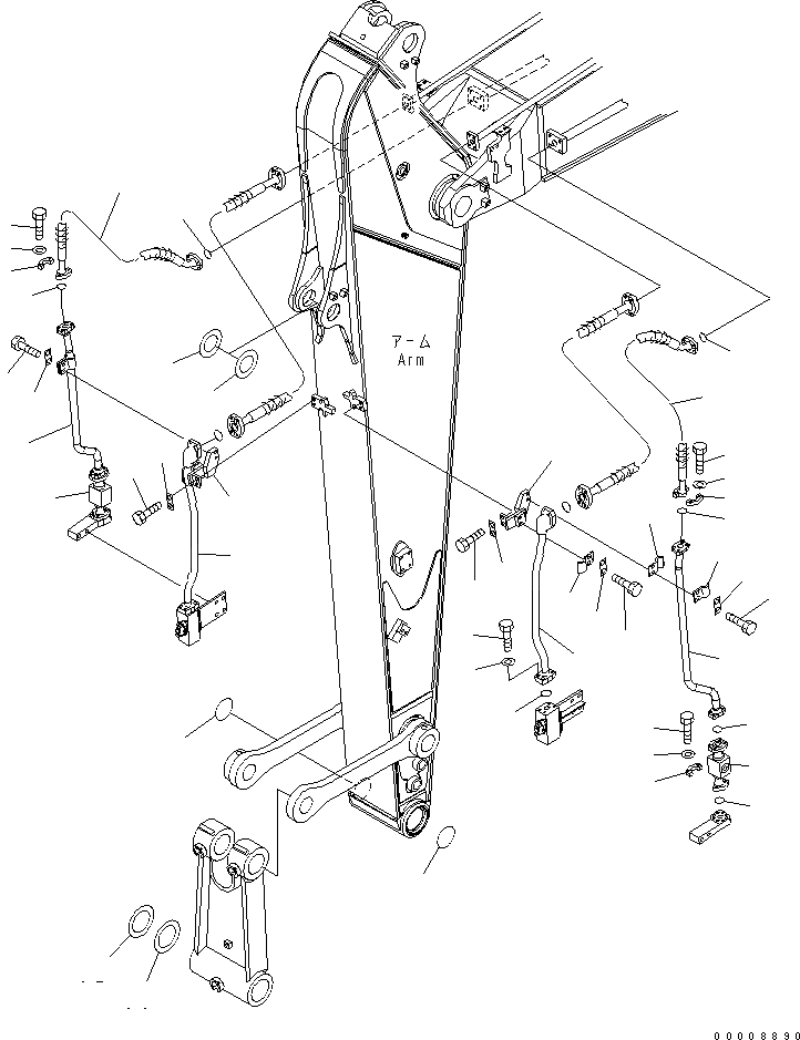 Схема запчастей Komatsu PC228USLC-3 - РУКОЯТЬ (.9M) (ДОПОЛН. ГИДРОЛИНИЯ И УПЛОТНЕНИЯ) (ДЛЯ 2-СЕКЦИОНН. СТРЕЛЫ)   (/) РАБОЧЕЕ ОБОРУДОВАНИЕ