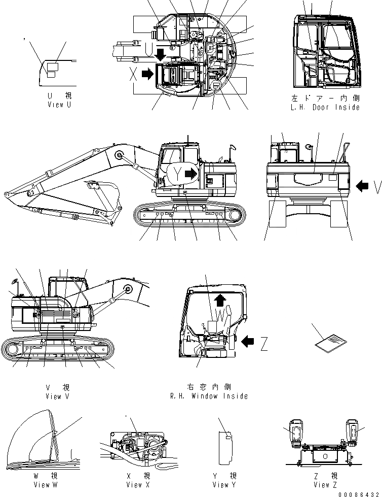 Схема запчастей Komatsu PC228USLC-3E0 - ТАБЛИЧКИ (АНГЛ.) (LC)(№9-) МАРКИРОВКА