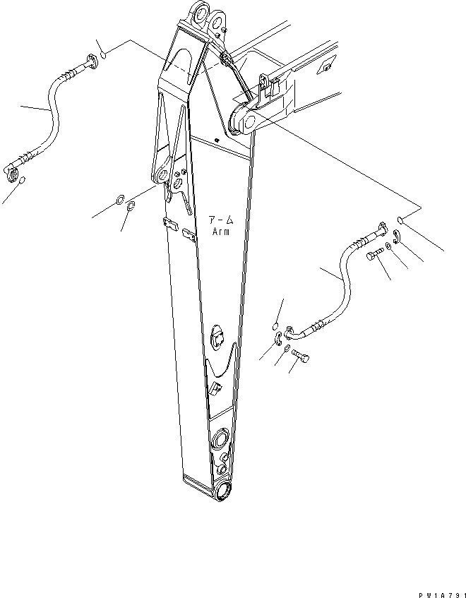 Схема запчастей Komatsu PC228USLC-3-AA - РУКОЯТЬ (.9M) (ПАТРУБКИ ЦИЛИНДРА КОВША)(№-) РАБОЧЕЕ ОБОРУДОВАНИЕ