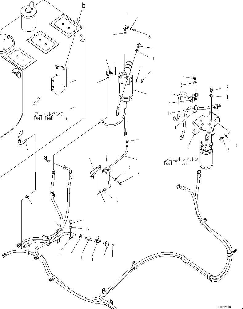 Схема запчастей Komatsu PC228US-3E0 - ТОПЛИВНАЯ ЛИНИЯ (PRE-ФИЛЬТР. И REMOTO ДРЕНАЖН.) ТОПЛИВН. БАК. AND КОМПОНЕНТЫ