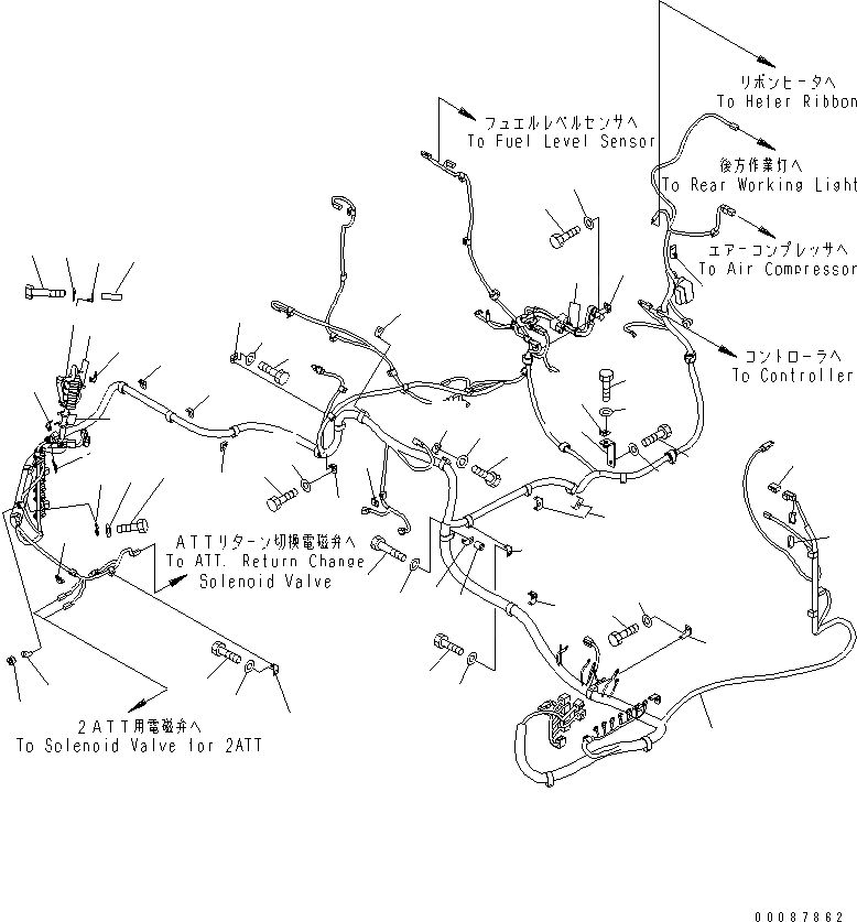 Схема запчастей Komatsu PC228US-3E0 - ЭЛЕКТРОПРОВОДКА (ОСНОВН. Э/ПРОВОДКА) (ПРОВОДКА И КРЕПЛЕНИЕ) (ЕС. СПЕЦ-Я.)(№-) ЭЛЕКТРИКА