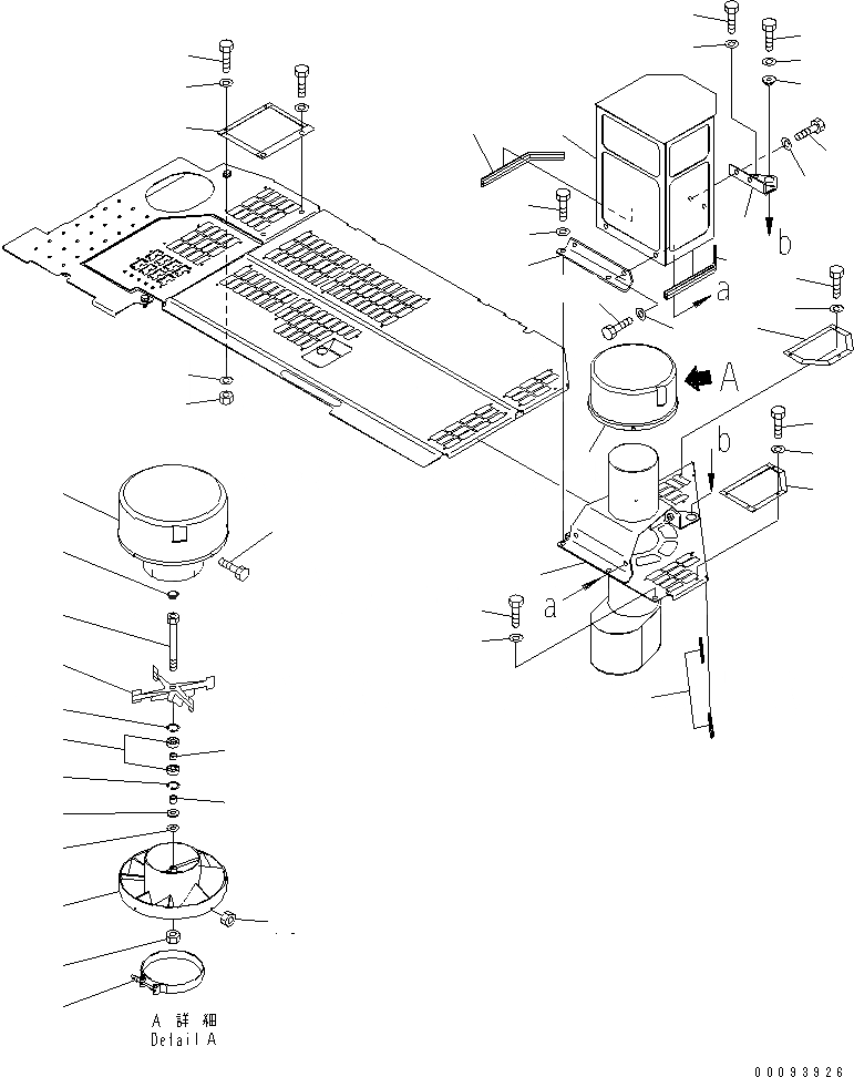 Схема запчастей Komatsu PC228US-3E0 - ВЕРХН. ЧАСТЬ (ПРЕФИЛЬТР) (С NET)(№-) ЧАСТИ КОРПУСА