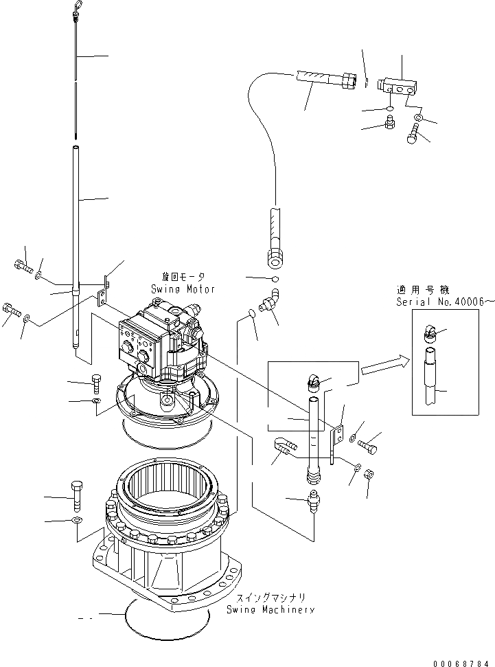 Схема запчастей Komatsu PC228US-3E0 - МЕХАНИЗМ ПОВОРОТА (GAUGE И ДРЕНАЖН. ТРУБЫ)(№-99) ПОВОРОТН. КРУГ И КОМПОНЕНТЫ