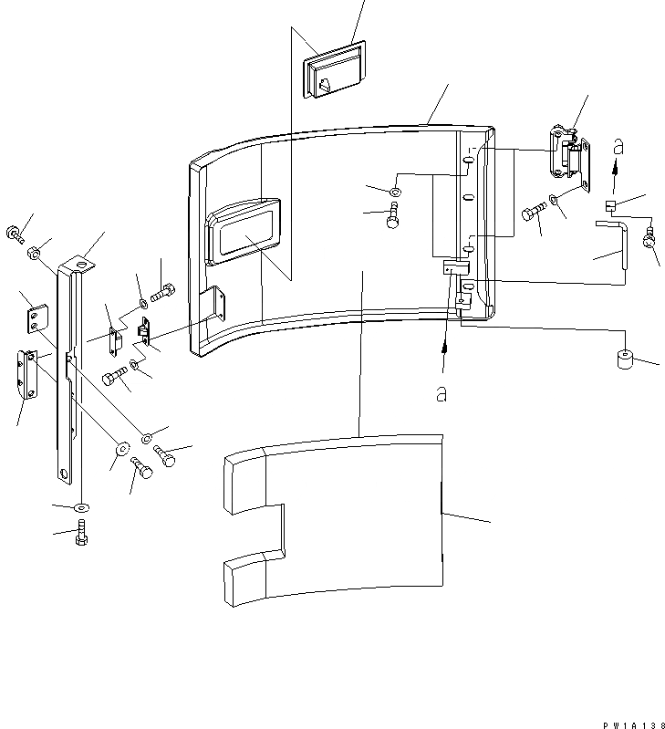 Схема запчастей Komatsu PC228USLC-3-YP - ПРАВ. КРЫШКА(YELНИЗ.)(№-) ЧАСТИ КОРПУСА