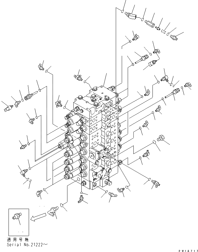 Схема запчастей Komatsu PC228US-3-YG - ОСНОВН. КЛАПАН (СОЕДИНИТЕЛЬН. ЧАСТИ) ( АКТУАТОР) (СПЕЦ-Я ДЛЯ РАЗРУШ. ЗДАНИЙ)(№-) ГИДРАВЛИКА