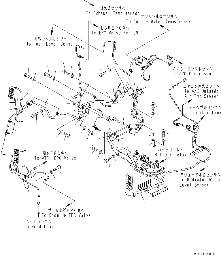 Схема запчастей Komatsu PC228USLC-3T-YT - ЭЛЕКТРОПРОВОДКА (ОСНОВН. Э/ПРОВОДКА)(№-) ЭЛЕКТРИКА