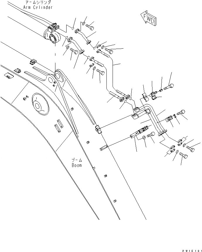 Схема запчастей Komatsu PC228USLC-3T-YT - СТРЕЛА (.9M) (ЦИЛИНДР РУКОЯТИ) (С ДОПОЛН. ГИДРОЛИНИЕЙ) (YELНИЗ.)(№-) РАБОЧЕЕ ОБОРУДОВАНИЕ