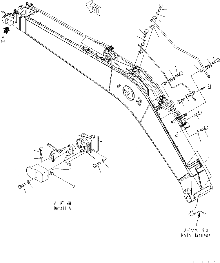 Схема запчастей Komatsu PC228US-3N-YP - РУКОЯТЬ CRANE (СТРЕЛА) (YELНИЗ.) СПЕЦ. ОПЦИИ