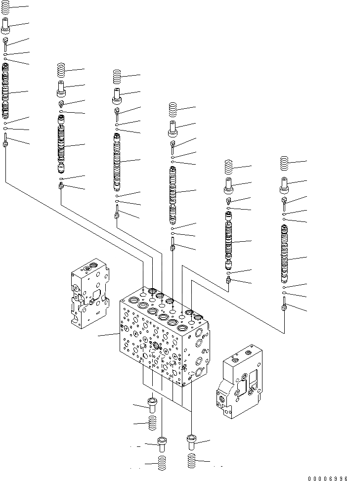 Схема запчастей Komatsu PC228US-3N-YP - ОСНОВН. КЛАПАН (6-СЕКЦИОНН.) (/) ОСНОВН. КОМПОНЕНТЫ И РЕМКОМПЛЕКТЫ