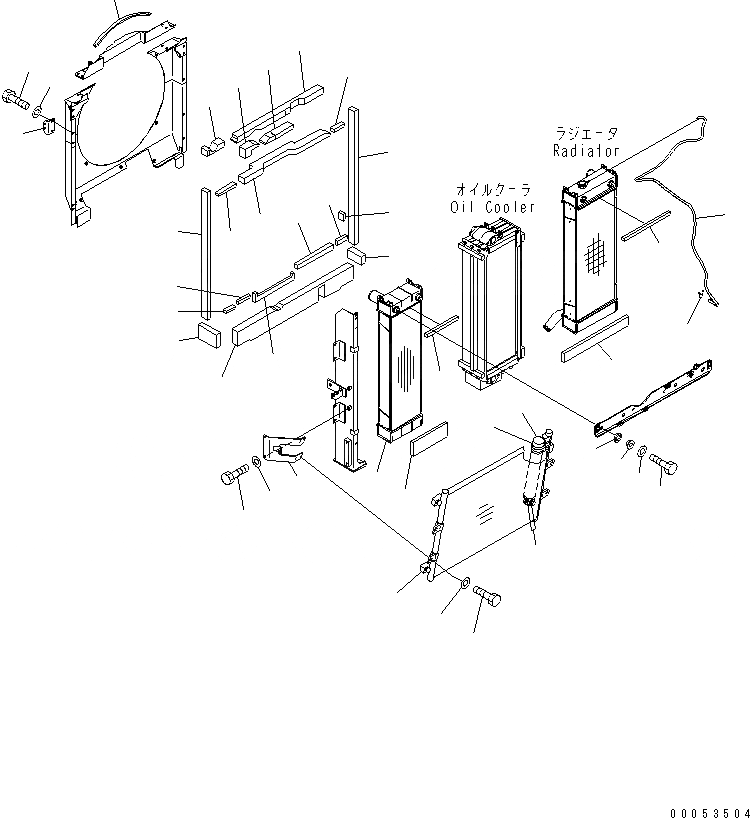 Схема запчастей Komatsu PC228US-3E0 - ОХЛАЖД-Е (ПОСЛЕОХЛАДИТЕЛЬ КОНДЕНСАТОР И ТРУБЫ) СИСТЕМА ОХЛАЖДЕНИЯ