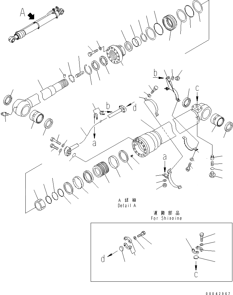 Схема запчастей Komatsu PC228US-3E0 - ЦИЛИНДР РУКОЯТИ ОСНОВН. КОМПОНЕНТЫ И РЕМКОМПЛЕКТЫ