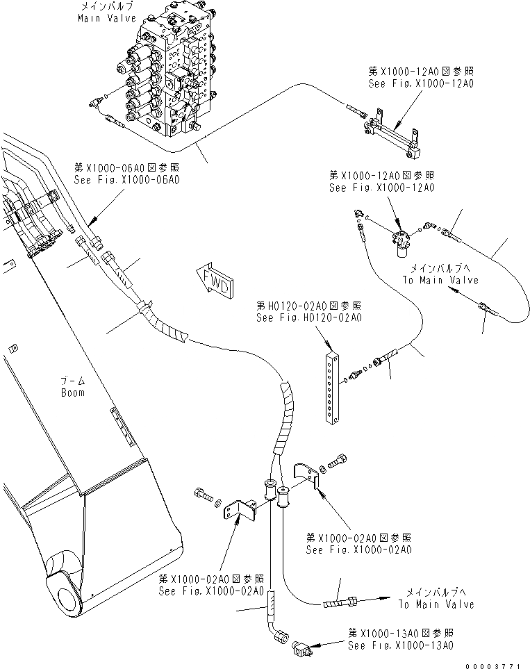 Схема запчастей Komatsu PC228USLC-3N-YP - РУКОЯТЬ CRANE (БЛОКИР. СТРЕЛЫ ЛИНИЯ¤ РУКОЯТЬ ЛИНИЯ СТОПОРН. КЛАПАНА И СОЛЕНОИДНЫЙ КЛАПАН) (ШЛАНГИ) СПЕЦ. ОПЦИИ