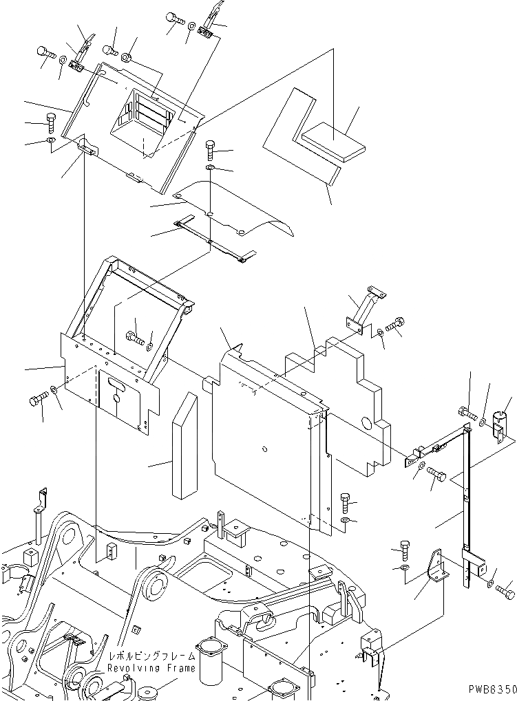 Схема запчастей Komatsu PC228UU-1 - КАПОТ (ЧАСТЬITON COVER) (/)(№7-7) ЧАСТИ КОРПУСА