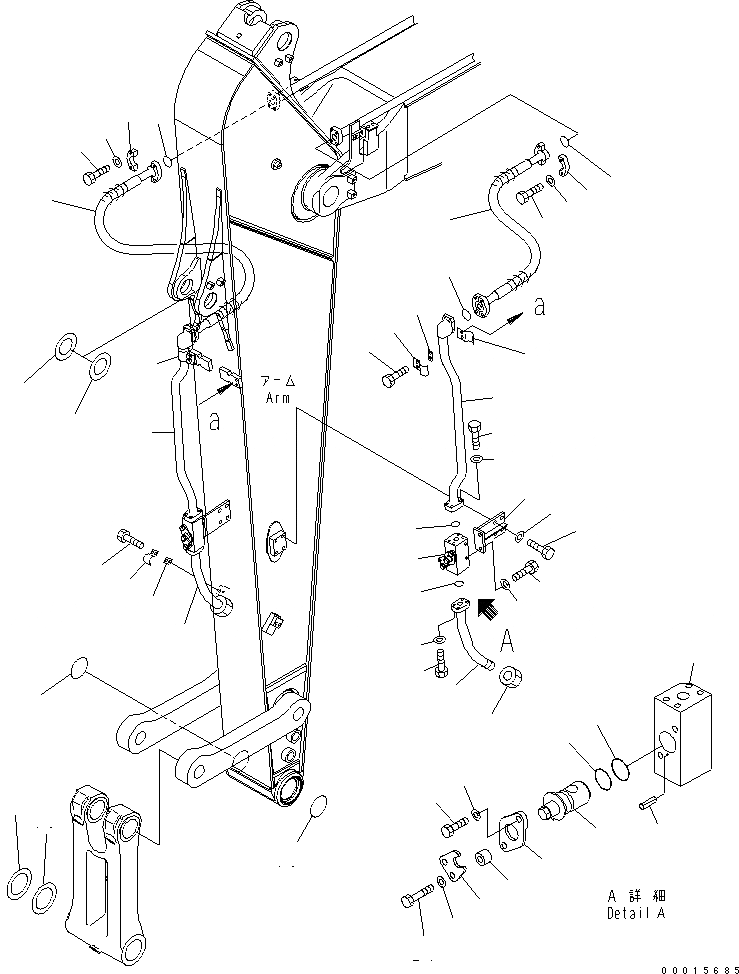Схема запчастей Komatsu PC228US-3N-YG - РУКОЯТЬ (.9M) (ДОПОЛН. ГИДРОЛИНИЯ И УПЛОТНЕНИЯ) (СПЕЦ-Я ДЛЯ РАЗРУШ. ЗДАНИЙ) (YELНИЗ.) РАБОЧЕЕ ОБОРУДОВАНИЕ