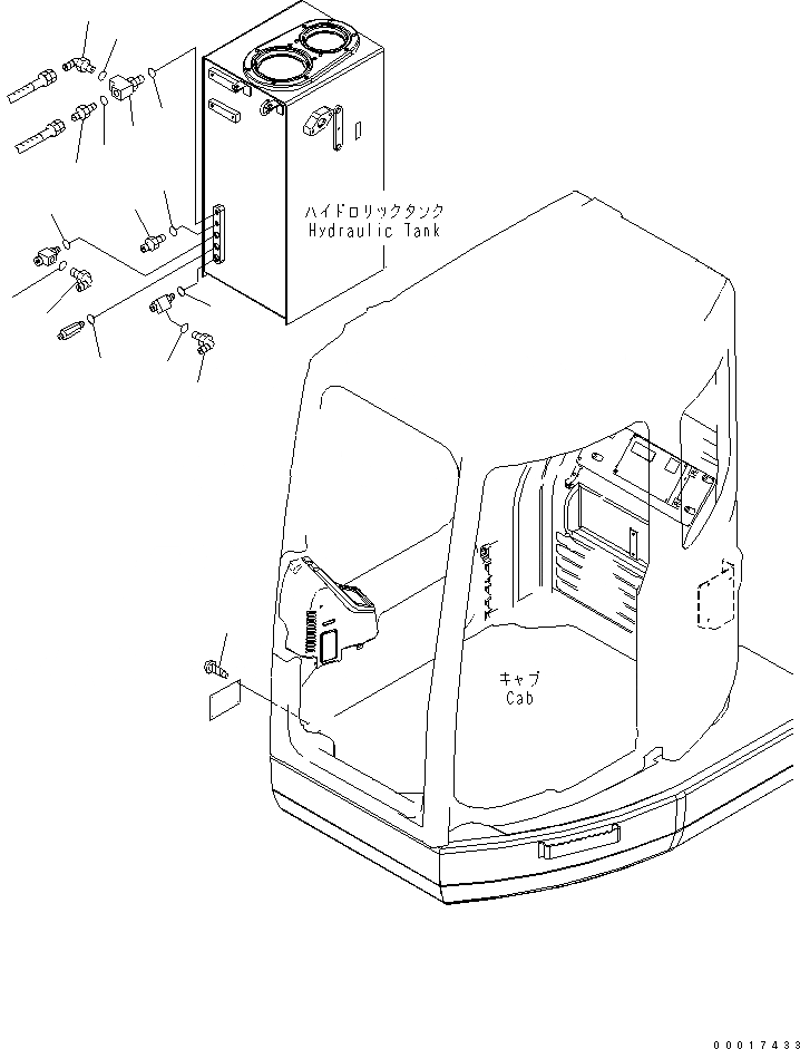 Схема запчастей Komatsu PC228US-3N-YG - РУКОЯТЬ CRANE (КАБИНА И ГИДР. БАК.) (ПАТРУБОК) (СПЕЦ-Я ДЛЯ РАЗРУШ. ЗДАНИЙ) СПЕЦ. ОПЦИИ