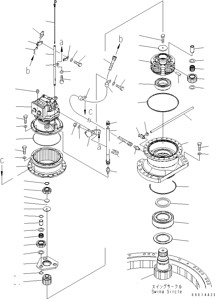 Схема запчастей Komatsu PC230-7-CG - МЕХАНИЗМ ПОВОРОТА(№-9) ПОВОРОТН. КРУГ И КОМПОНЕНТЫ