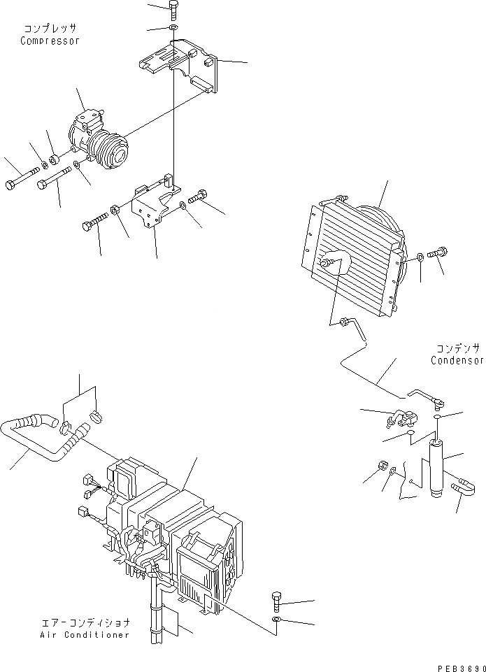 Схема запчастей Komatsu PC230-6 - КОНДИЦ. ВОЗДУХА (БЛОК) (С F.O.P.S.)(№-8) КАБИНА ОПЕРАТОРА И СИСТЕМА УПРАВЛЕНИЯ