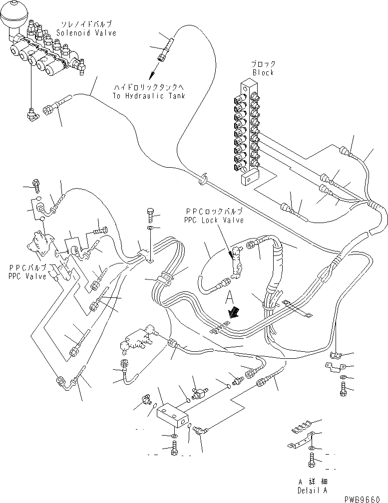 Схема запчастей Komatsu PC230-6 - ОСНОВН. КОНСТРУКЦИЯ (РАБОЧАЯ ЛИНИЯ PPC) (ПАТРУБКИ ПРАВОЙ СТОЙКИ) ( АКТУАТОР)(№77-) КАБИНА ОПЕРАТОРА И СИСТЕМА УПРАВЛЕНИЯ