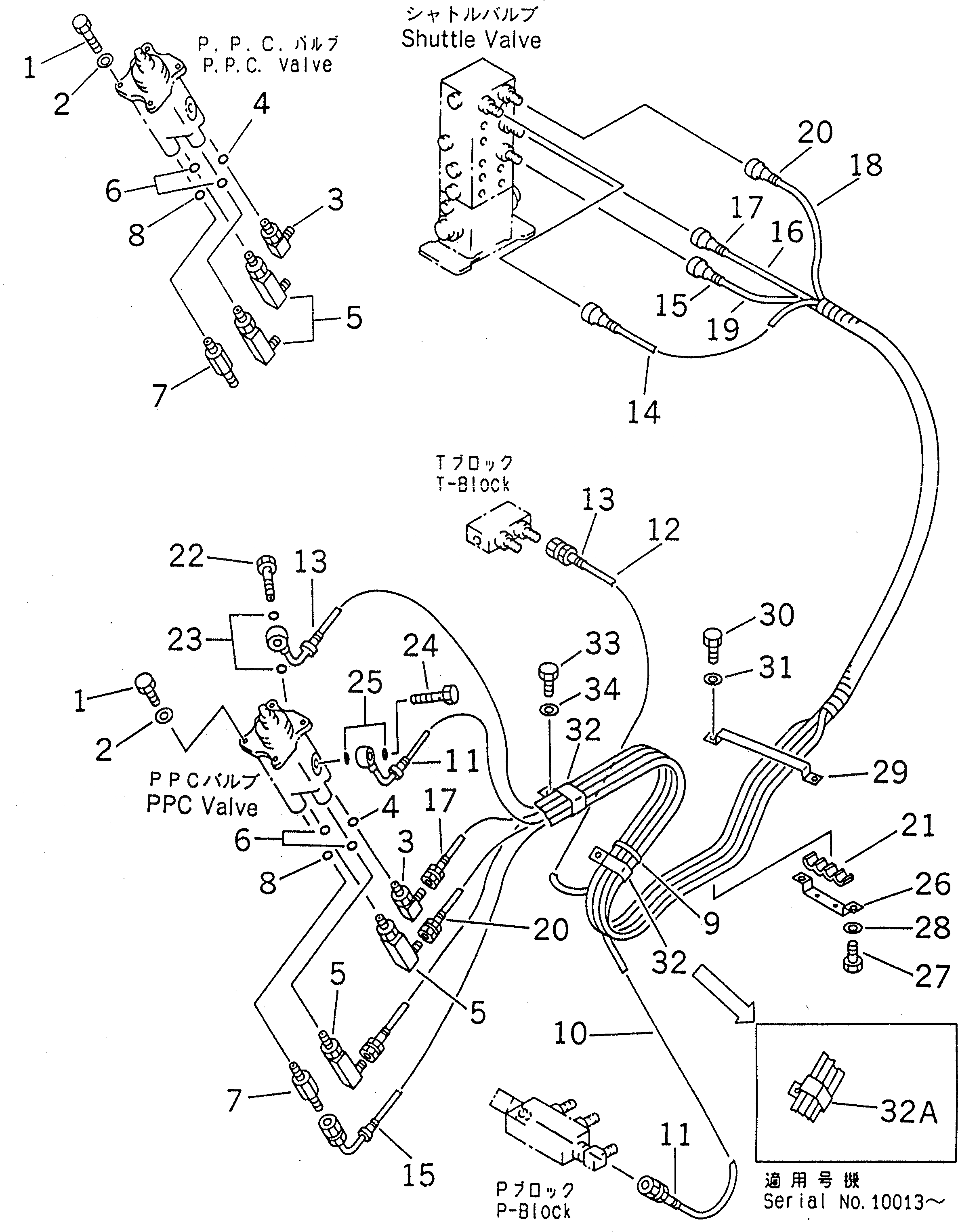 Схема запчастей Komatsu PC230-6 - РАБОЧАЯ ЛИНИЯ PPC (КЛАПАН PPCAND ПАТРУБКИ ЛЕВОЙ СТОЙКИ)(№-8) КАБИНА ОПЕРАТОРА И СИСТЕМА УПРАВЛЕНИЯ