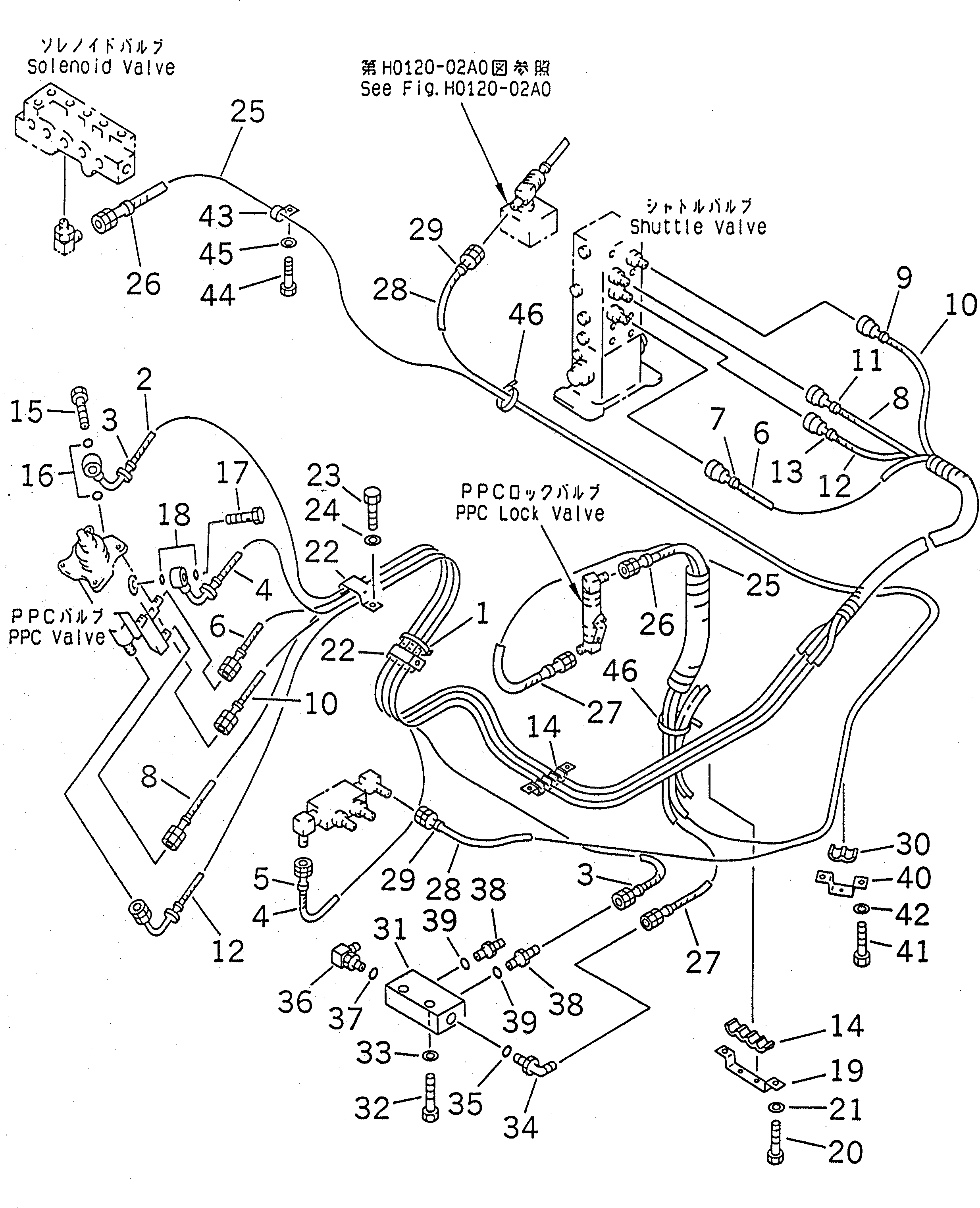 Схема запчастей Komatsu PC230-6 - РАБОЧАЯ ЛИНИЯ PPC (ПАТРУБКИ ПРАВОЙ СТОЙКИ)(№-8) КАБИНА ОПЕРАТОРА И СИСТЕМА УПРАВЛЕНИЯ