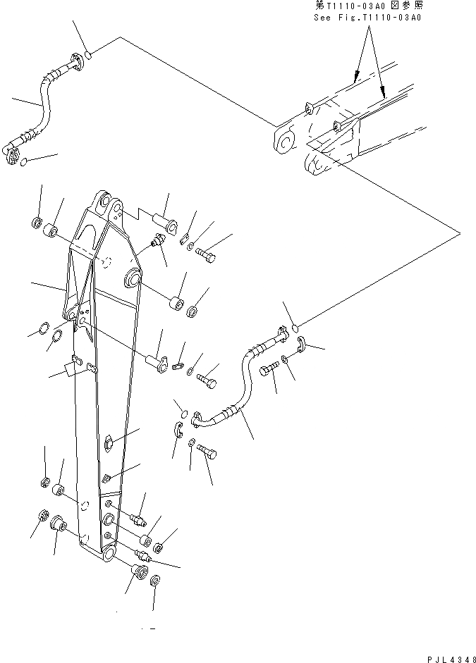 Схема запчастей Komatsu PC230-6 - РУКОЯТЬ (.M) (УСИЛ.) (С ДОПОЛН. ГИДРОЛИНИЕЙ) РАБОЧЕЕ ОБОРУДОВАНИЕ