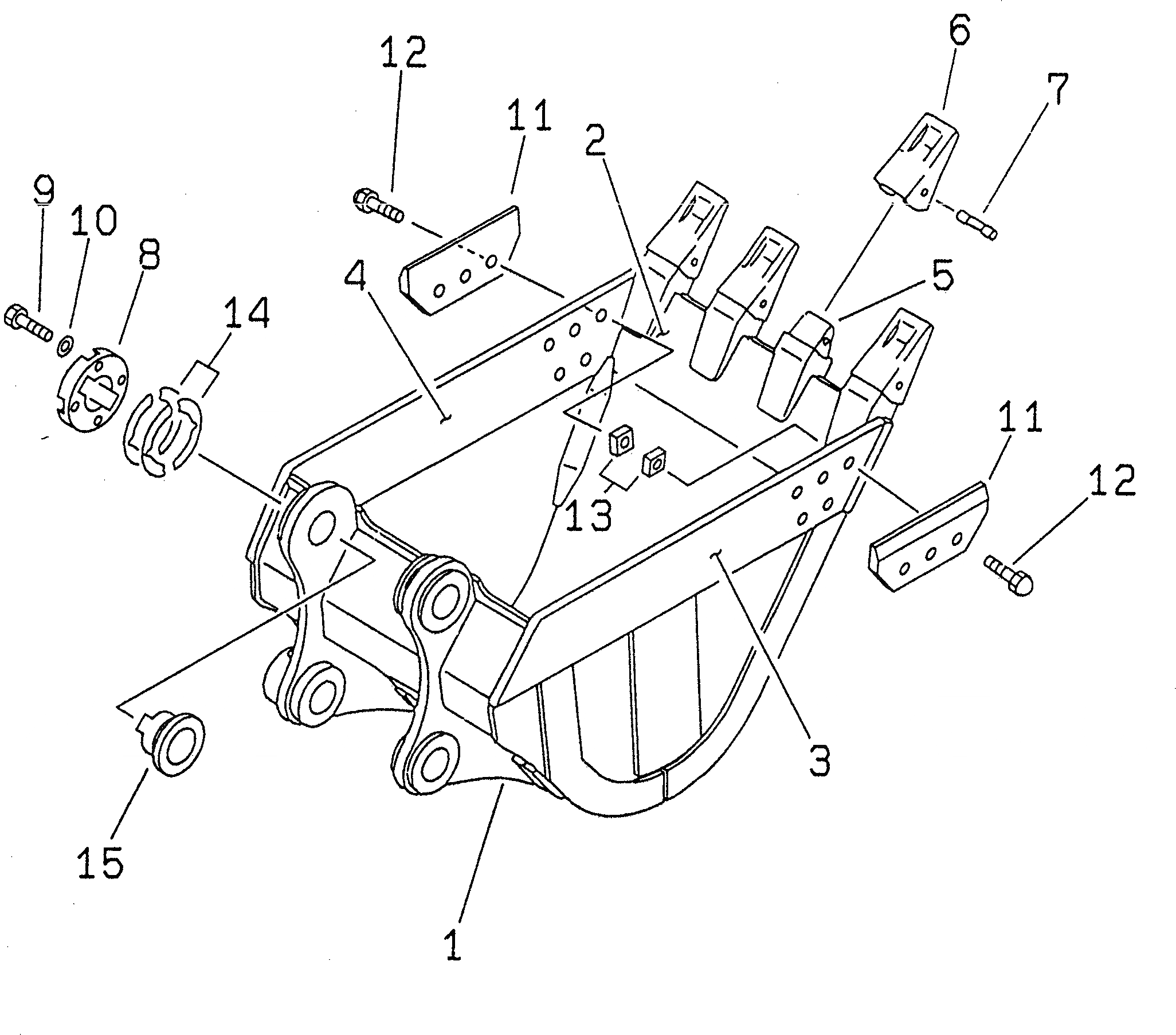 Схема запчастей Komatsu PC230-6 - ROCK КОВШ¤ .M (CECE .9M) РАБОЧЕЕ ОБОРУДОВАНИЕ
