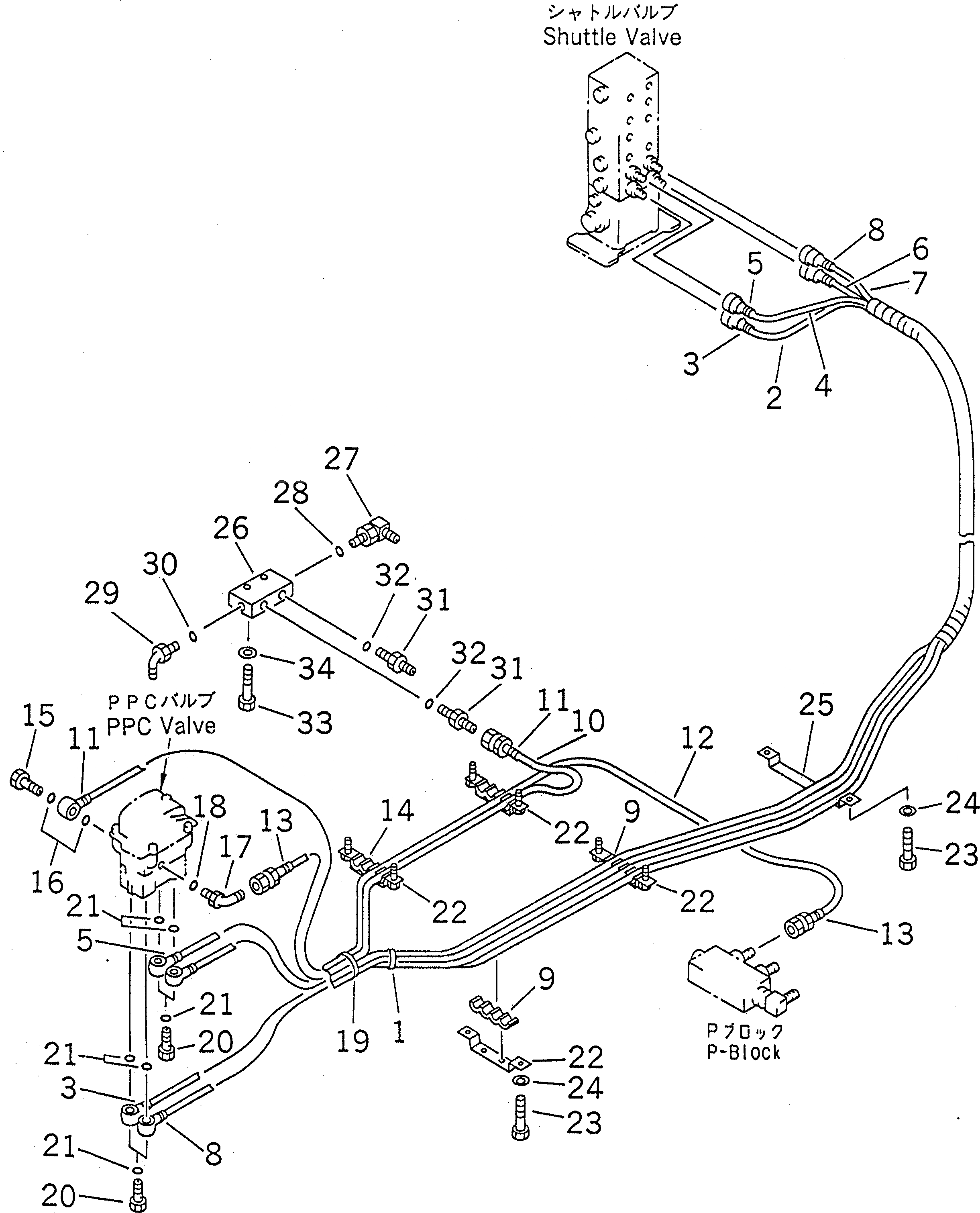 Схема запчастей Komatsu PC230LC-6 - PPC ЛИНИЯ ХОДА(№9-7) КАБИНА ОПЕРАТОРА И СИСТЕМА УПРАВЛЕНИЯ