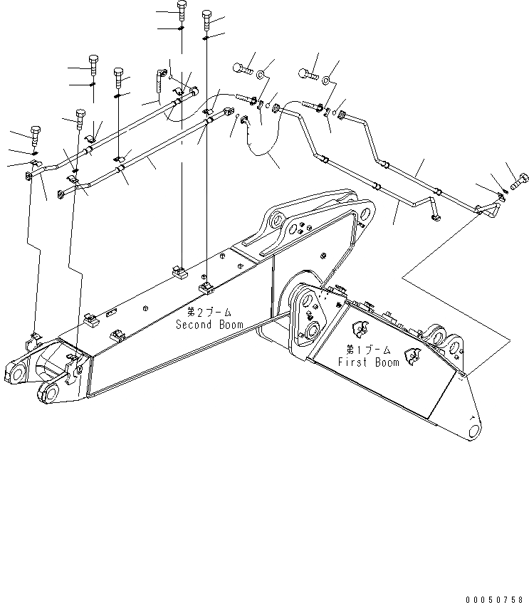 Схема запчастей Komatsu PC230NHD-8K - 2-СЕКЦИОНН. СТРЕЛА (ЦИЛИНДР КОВША) T РАБОЧЕЕ ОБОРУДОВАНИЕ