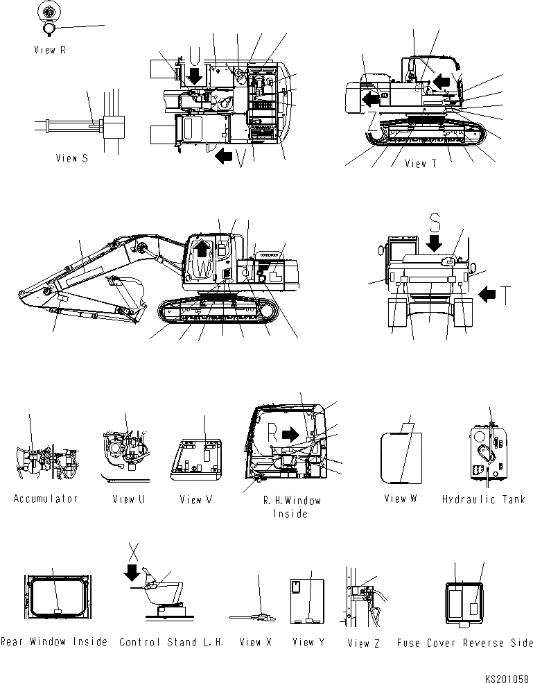 Схема запчастей Komatsu PC230NHD-8K - МАРКИРОВКА (NHD) (ДЛЯ 1-СЕКЦИОНН. СТРЕЛЫ) U МАРКИРОВКА