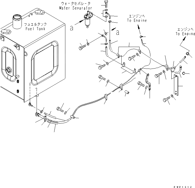 Схема запчастей Komatsu PC230NHD-7K - ТОПЛИВНАЯ ЛИНИЯ (ТРУБЫ) ТОПЛИВН. БАК. AND КОМПОНЕНТЫ