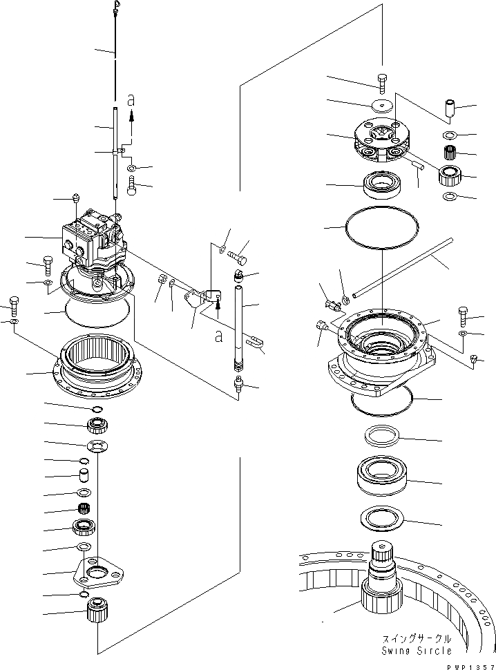 Схема запчастей Komatsu PC230NHD-7K - МЕХАНИЗМ ПОВОРОТА(№K-K79) ПОВОРОТН. КРУГ И КОМПОНЕНТЫ