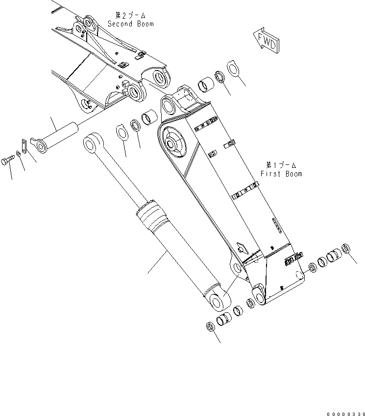 Схема запчастей Komatsu PC230NHD-7K - 2-СЕКЦИОНН. СТРЕЛА (СОЕДИНЕНИЕ ПАЛЕЦ И ADJUST ЦИЛИНДР) РАБОЧЕЕ ОБОРУДОВАНИЕ